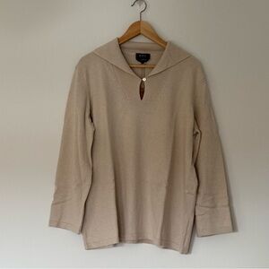 A.P.C. | Oatmeal recycled cashmere/cotton keyhole sweater | L